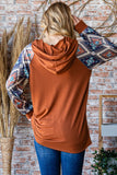 Heimish Full Size Half Button Printed Long Sleeve Hooded Top - Trendsi