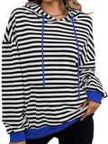 Drawstring Striped Long Sleeve Hoodie - Trendsi - Flyclothing LLC