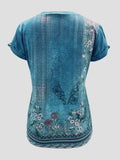 Printed Round Neck Short Sleeve T-Shirt - Trendsi - Flyclothing LLC