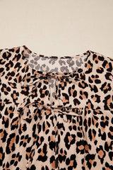 Leopard Print Tie-Neck Blouse - Trendsi - Flyclothing LLC