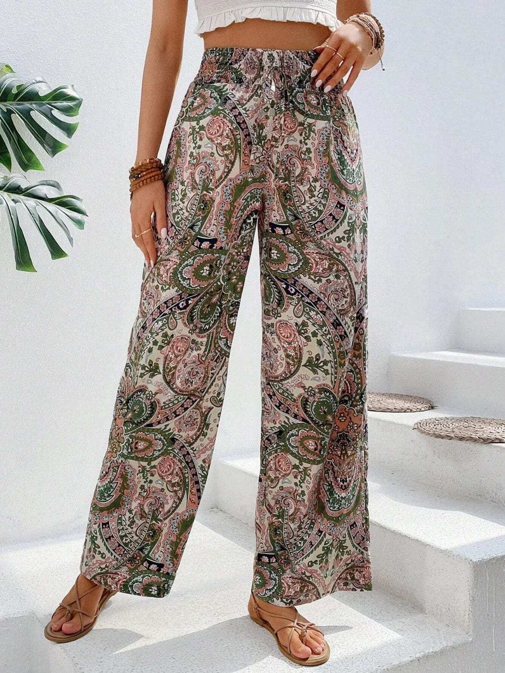 Printed Wide Leg Pants - Trendsi - Flyclothing LLC
