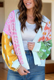 Color Block Open Front Long Sleeve Cardigan - Trendsi - Flyclothing LLC