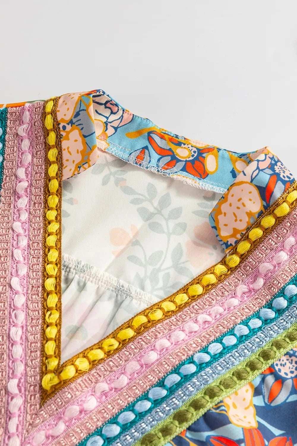 Printed Notched Flounce Sleeve Mini Dress - Trendsi - Flyclothing LLC