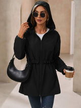 Ivy Lane Outdoor Waterproof Long Sleeve Hooded Windbreaker - Trendsi - Flyclothing LLC