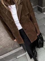 Lapel Collar Button Up Jacket - Trendsi - Flyclothing LLC