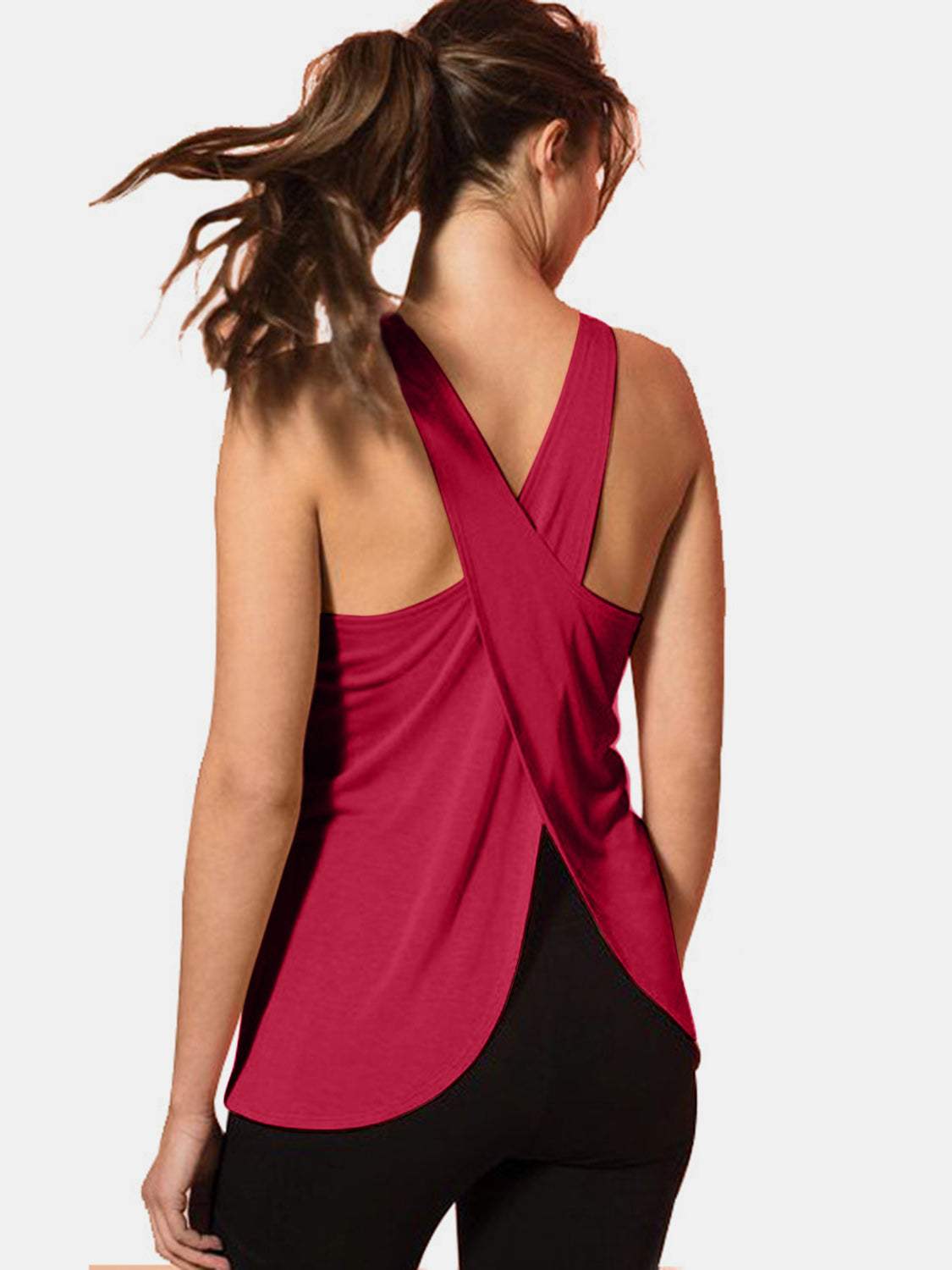 Crisscross Scoop Neck Active Tank - Trendsi - Flyclothing LLC