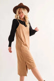 And The Why Faux Suede Cut Edge Slit Cami Midi Dress - Trendsi - Flyclothing LLC