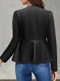 Peplum Zip Up Long Sleeve Jacket - Trendsi - Flyclothing LLC