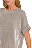 Zenana Corded Rib Short Sleeve T-Shirt - Trendsi - Flyclothing LLC