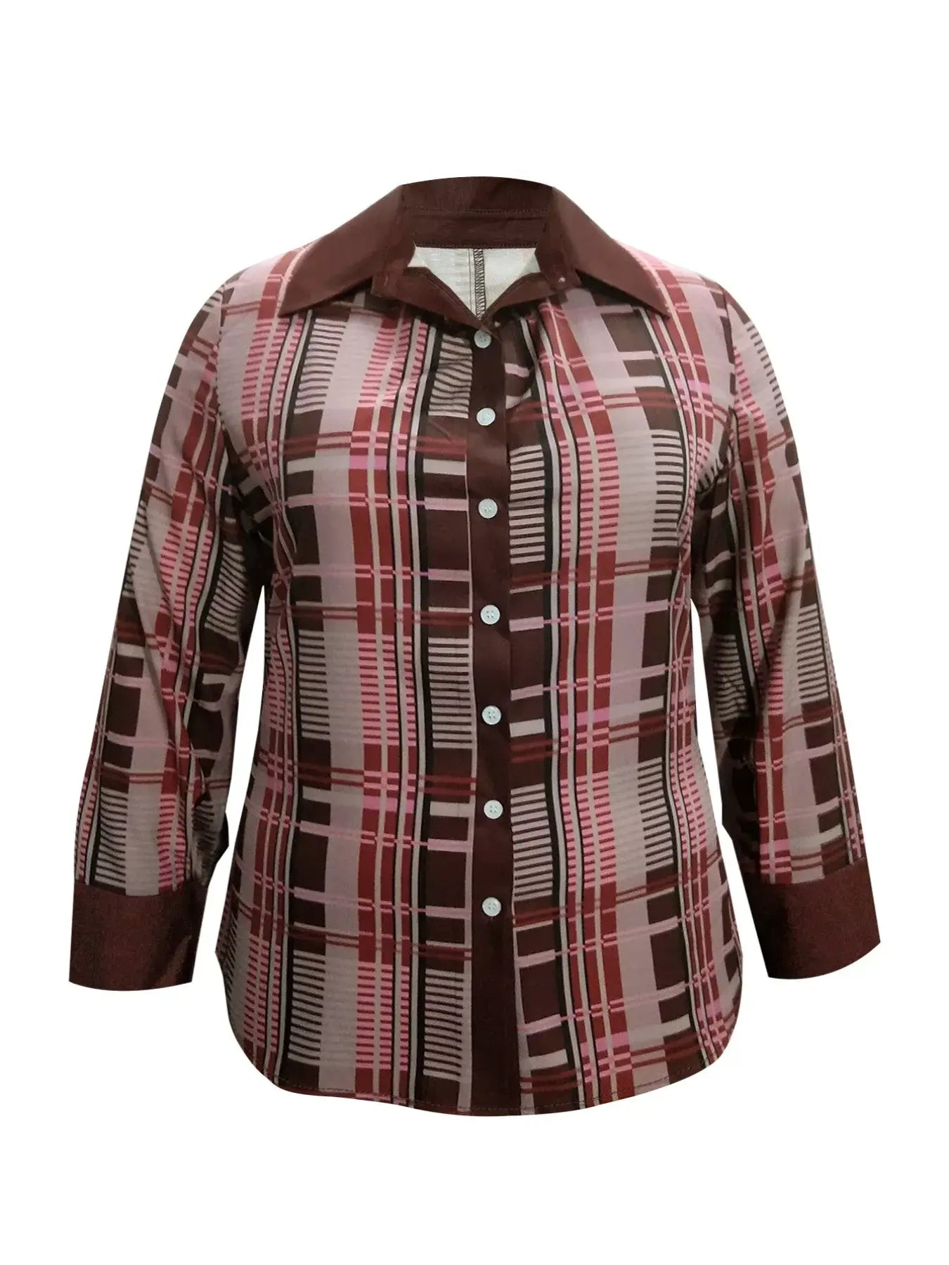 Plus Size Plaid Button-Down Shirt - Trendsi - Flyclothing LLC