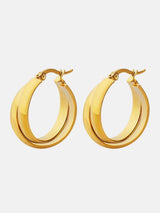 18K Gold-Plated Titanium Steel Huggie Earrings - Trendsi - Flyclothing LLC