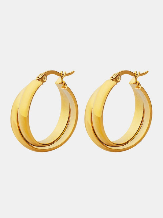 18K Gold-Plated Titanium Steel Huggie Earrings - Trendsi