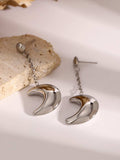 Stainless Steel Moon Dangle Earrings - Trendsi - Flyclothing LLC