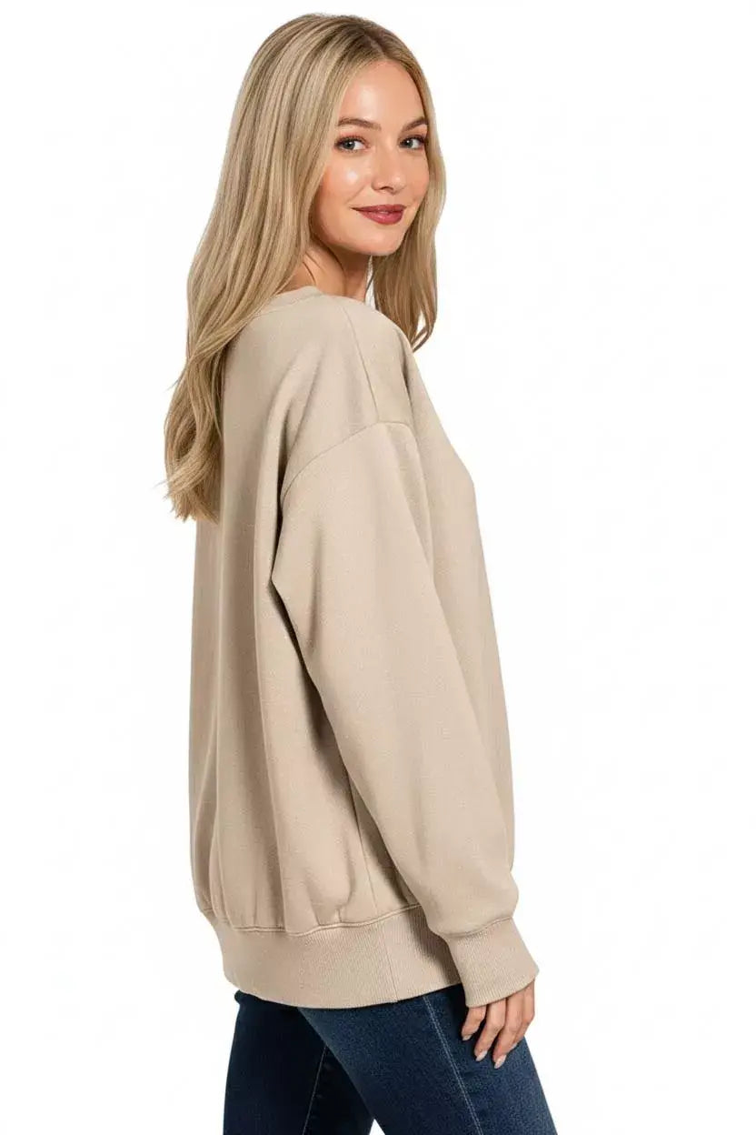 Zenana Fleece Boat Neck Sweatshirt - Trendsi - Flyclothing LLC