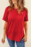 Round Neck Short Sleeve T-Shirt - Trendsi - Flyclothing LLC
