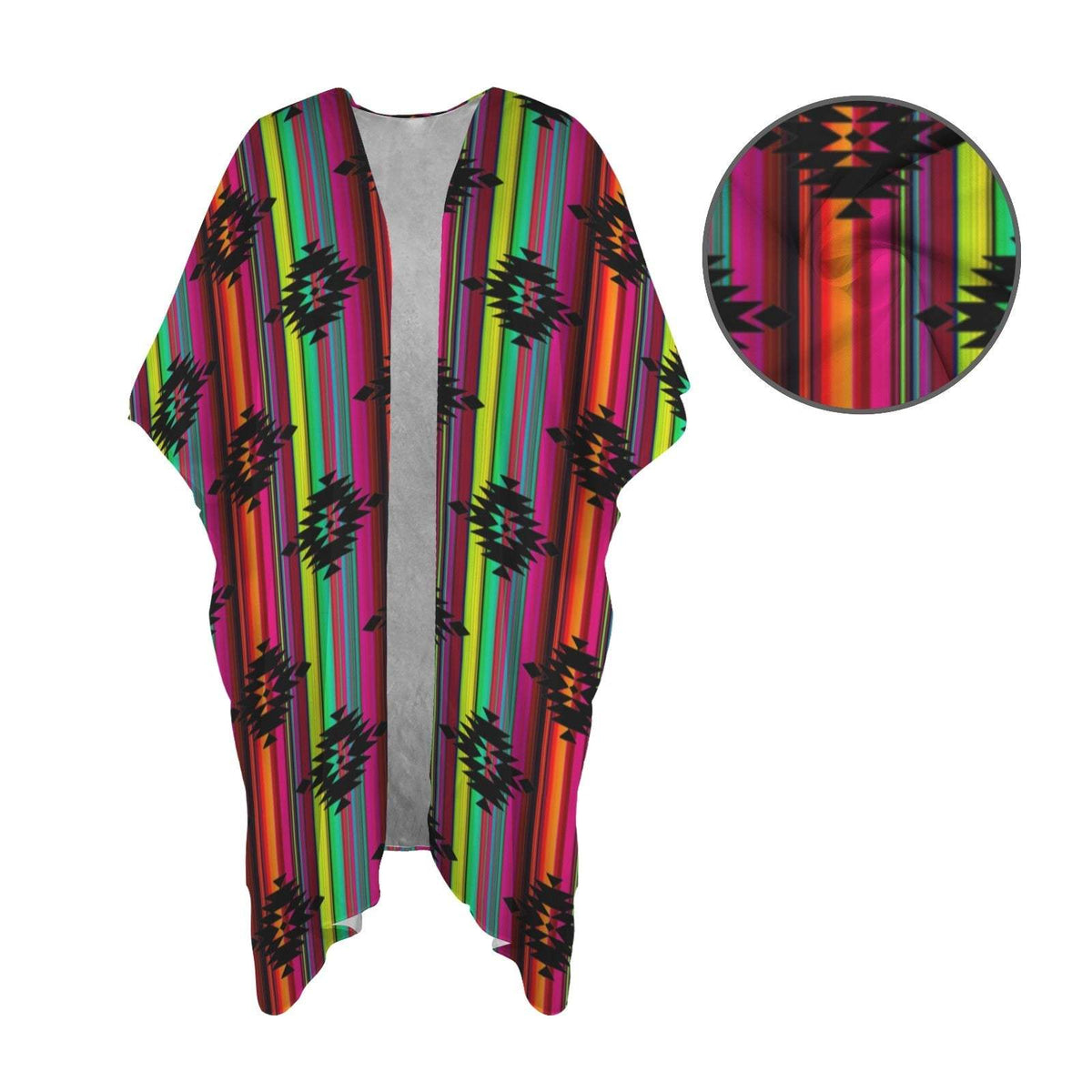 Baha Ranch Neon Aztec Duster Kimono Coverup Women's Long Cover Up - Baha Ranch Western Wear - Flyclothing LLC