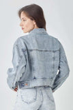 RISEN Full Size Button Down Cropped Denim Jacket - Trendsi - Flyclothing LLC