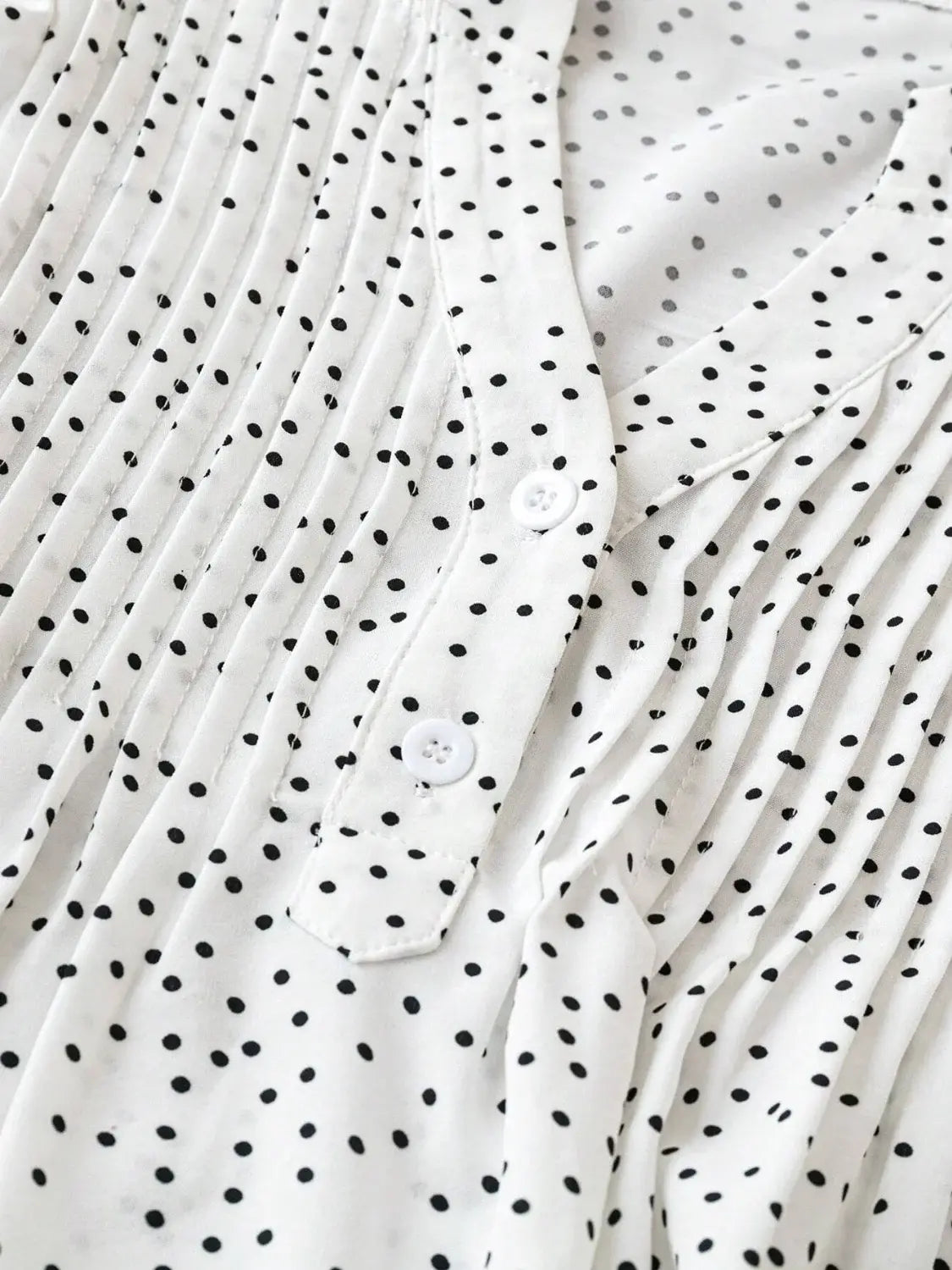 Polka Dot Notched Ruffled Cap Sleeve Blouse - Trendsi - Flyclothing LLC