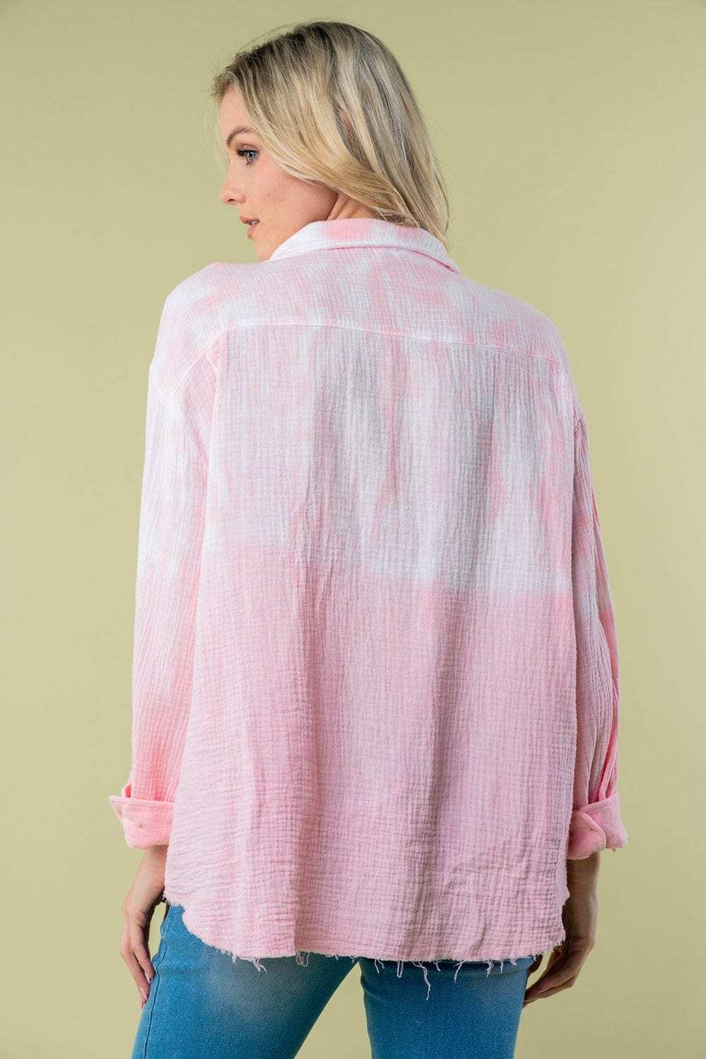 White Birch Full Size Long Sleeve Tie Dye Shirt - Trendsi - Flyclothing LLC