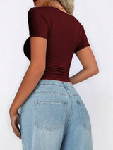 Scoop Neck Short Sleeve T-Shirt - Trendsi - Flyclothing LLC