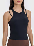 Cutout Round Neck Racerback Active Tank - Trendsi - Flyclothing LLC