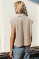 Double Take Snap Down Texture Crop Vest - Trendsi - Flyclothing LLC