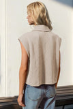 Double Take Snap Down Texture Crop Vest - Trendsi