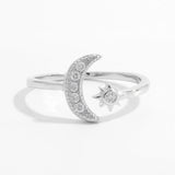 925 Sterling Silver Moon Open Ring - Trendsi