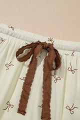 Bow Print Lace Drawstring Casual Shorts - Trendsi - Flyclothing LLC