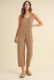 MABLE Sleeveless Knit Crop Jumpsuit with Pockets - Trendsi
