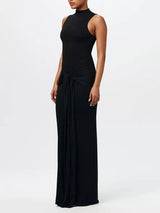 Sleeveless Mock Neck Knot Front Maxi Dress - Trendsi - Flyclothing LLC