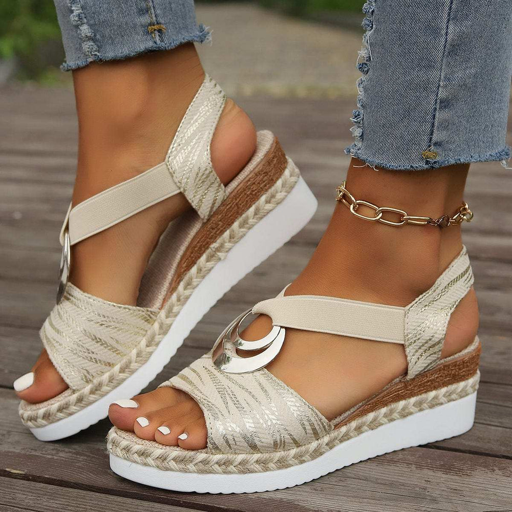 Peep Toe Wedge Sandals - Trendsi - Flyclothing LLC