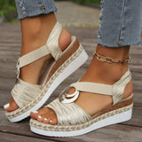 Peep Toe Wedge Sandals - Trendsi - Flyclothing LLC