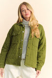 Davi & Dani Quilted Button Down Shacket with Chest Pockets - Trendsi