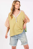 SAGE + FIG Color Block Bubble Sleeve Top - Trendsi - Flyclothing LLC
