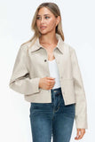 Snobbish Snap Down Long Sleeve PU Leather Jacket - Trendsi - Flyclothing LLC
