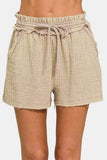 Zenana Washed Frayed Hem Drawstring Shorts - Trendsi - Flyclothing LLC