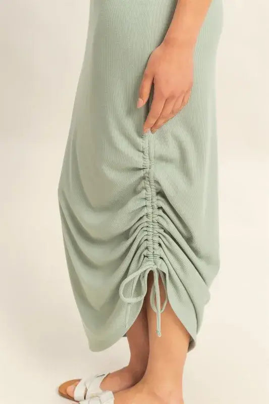 HYFVE Scoop Neck Side Tie Detail Midi Dress - Trendsi - Flyclothing LLC