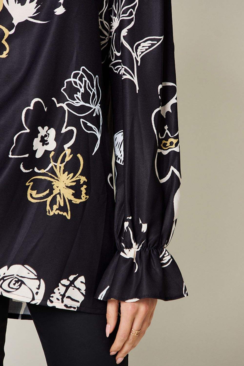 Double Take Full Size Printed Flounce Sleeve Blouse - Trendsi - Flyclothing LLC