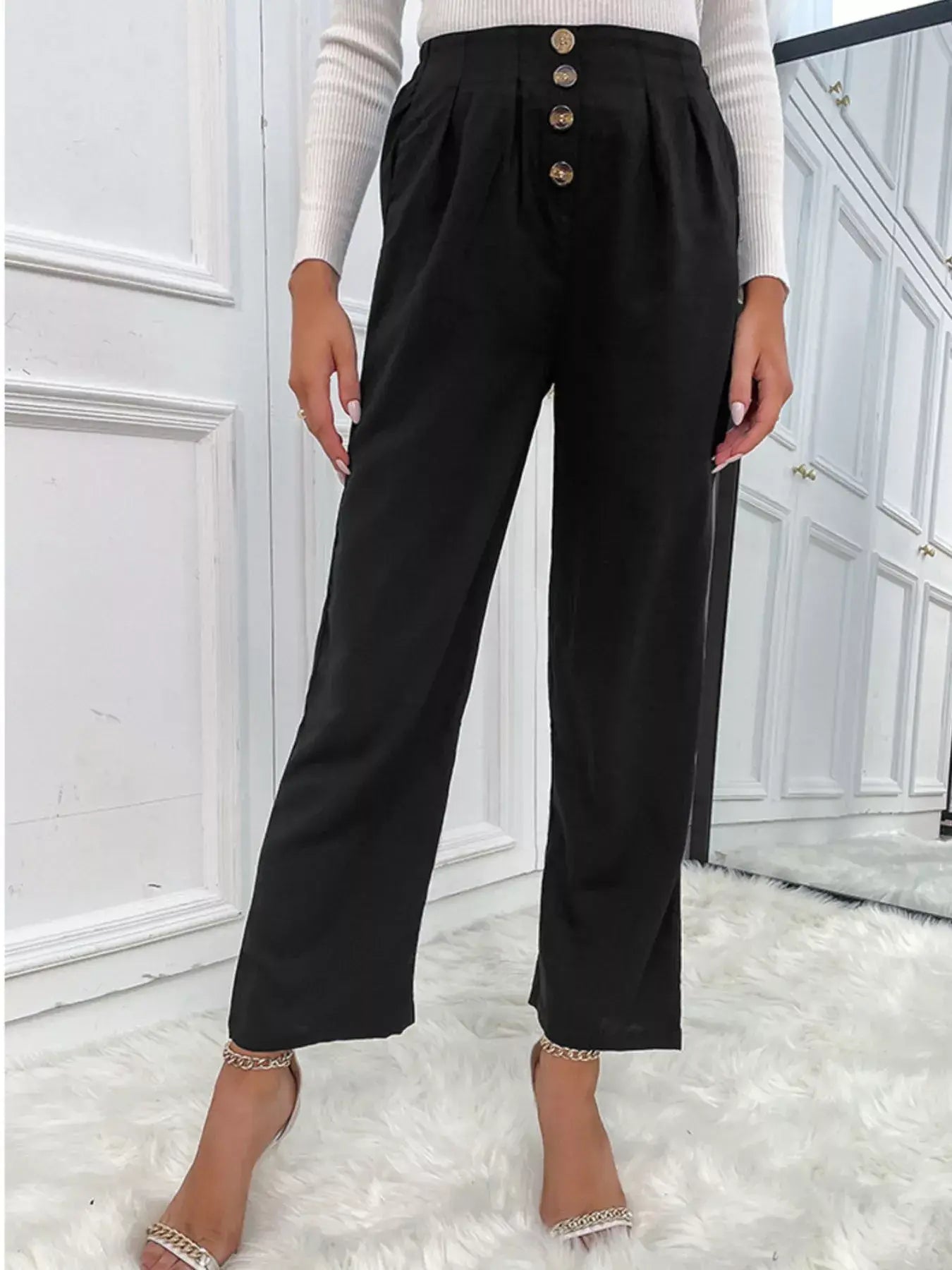 High Waist Wide Leg Pants - Trendsi - Flyclothing LLC