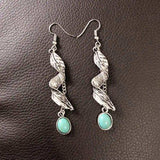 Alloy Leaf Artificial Turquoise Earrings - Trendsi - Flyclothing LLC
