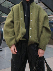 Full Size Snap Down Drop Shoulder Jacket - Trendsi