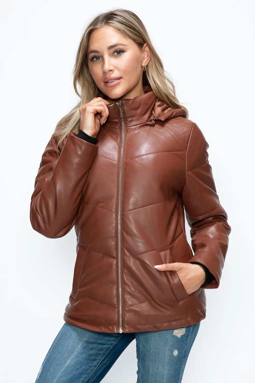How Dare U Pocketed Zip Up Puffer Jacket with Removable Hood - Trendsi - Flyclothing LLC