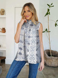 Frill Printed Mock Neck Top - Trendsi - Flyclothing LLC