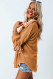 Waffle-Knit Collared Neck Long Sleeve Shirt - Trendsi - Flyclothing LLC