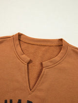Happy Halloween Graphic Notched Long Sleeve Loose Top - Trendsi - Flyclothing LLC