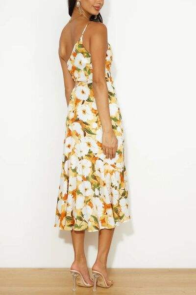 Ruched Printed Single Shoulder Midi Dress - Trendsi - Flyclothing LLC