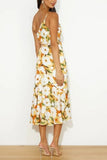 Ruched Printed Single Shoulder Midi Dress - Trendsi