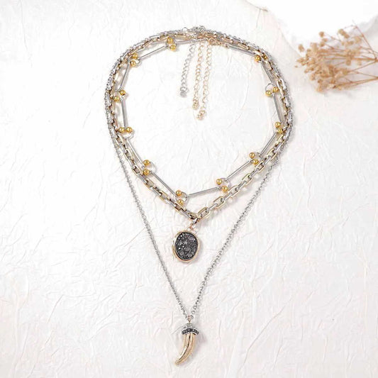 3 Piece Stainless Steel Pendant Necklace - Trendsi - Flyclothing LLC