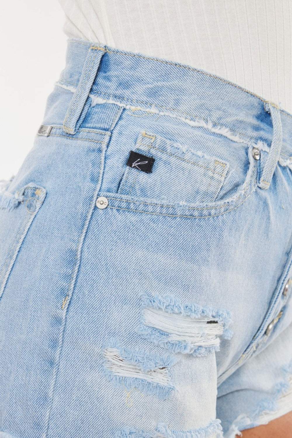 Kancan Distressed Button Fly Denim Shorts - Trendsi - Flyclothing LLC